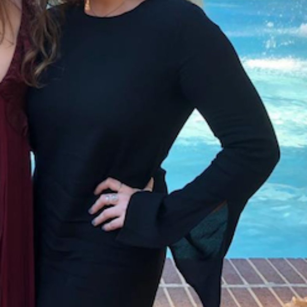 LuLu's Flowy Black Bell Sleeve Dress